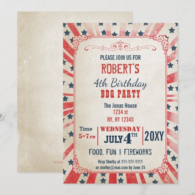 Rustikale Vintage Gedenktage Party Einladung (Vorne/Hinten)