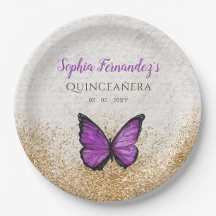 Rustikale Vintage Gold Schmetterling Papier Teller