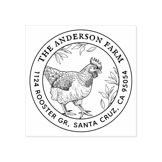 Rustikale Vintage handGezeichnet Hühnerfarm | Eier Gummistempel (Prägung)