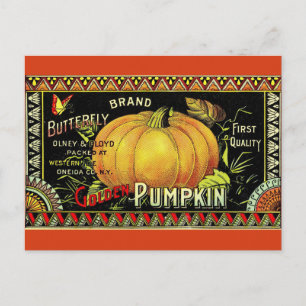 Rustikale Vintage-Herbst-Kürbis-Dekoration Postkarte