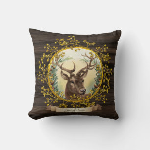 Rustikale Vintage-Hirsch Büffel-Karo Dekoration Kissen