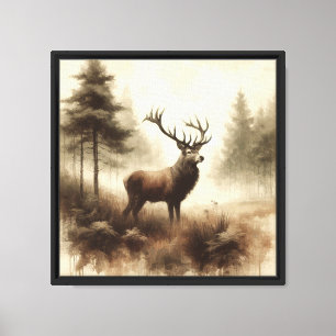 Rustikale Vintage-Hirsch-Wald-Wildnis-Leinwand Leinwanddruck
