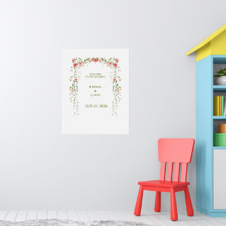 Rustikale Vintage-Hochzeit mit rosafarbenem floral Poster