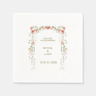 Rustikale Vintage-Hochzeit mit rosafarbenem floral Serviette