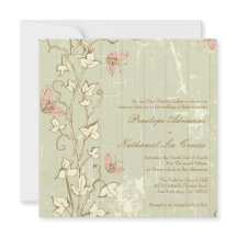 Rustikale Vintage-Hochzeitseinladung in Creme