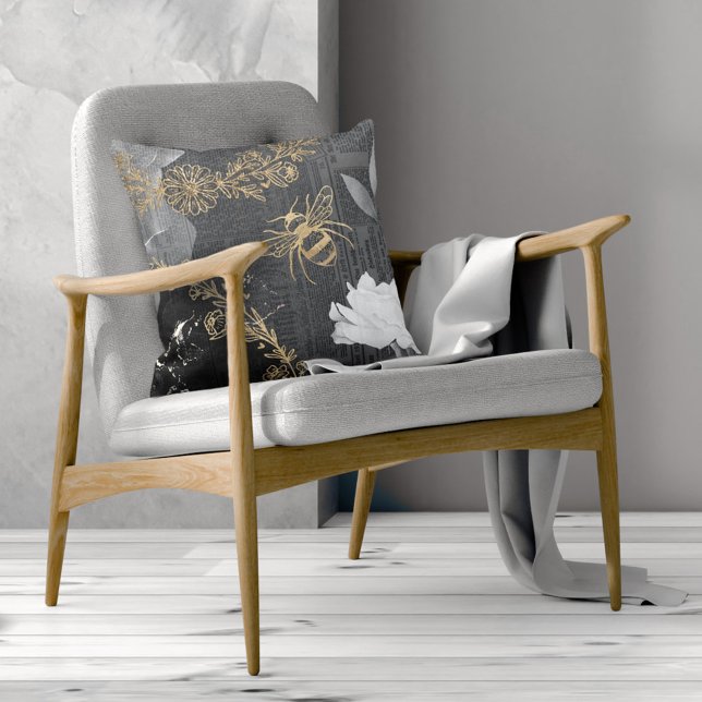 Rustikale Vintage Honigbienen und blumengeschmückt Kissen (Von Creator hochgeladen)