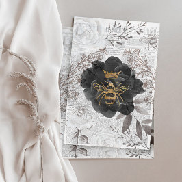 Rustikale Vintage Honigbienen und blumengeschmückt Seidenpapier