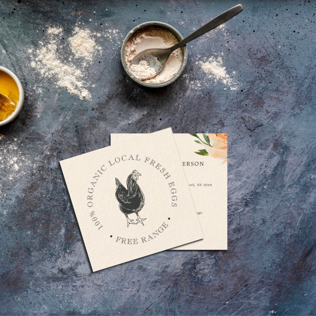 Rustikale, Vintage Hühnereifarm Quadratische Visitenkarte (Von Creator hochgeladen)