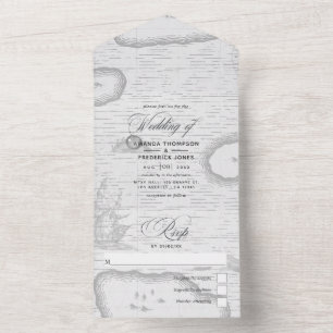 Rustikale Vintage-Jute-Hochzeit im nautischen Stil All In One Einladung