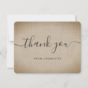 Rustikale Vintage-Jute-Hochzeitsdusche Geburtstag Dankeskarte