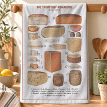 Rustikale Vintage-Käse-Chart Familienname