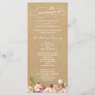 Rustikale Vintage Kraft Hochzeitsprogramm Programm