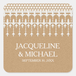 Rustikale, Vintage Lace Kraft Papierschrift Typogr Quadratischer Aufkleber