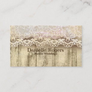 Rustikale Vintage Lace & Wood Antique Business Car Visitenkarte