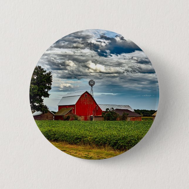 Rustikale, Vintage Landwirtschaft, die Sojabohnen  Button (Vorderseite)