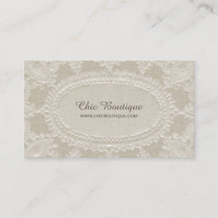 Rustikale Vintage Leinen und Spitzen Elegante Bout Visitenkarte