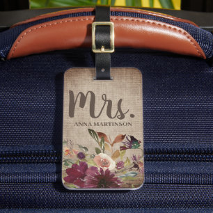 Rustikale Vintage Lila Blüte Rustikale Braune Burl Gepäckanhänger