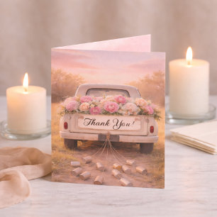 Rustikale Vintage-LKW-Blumen-Hochzeit Dankeskarte