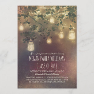 Rustikale Vintage Mason Jar Lights Graduierungspar Einladung