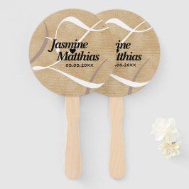 Rustikale, Vintage Mongram Burlap Wedding Fächer