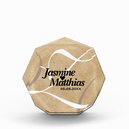 Rustikale, Vintage Mongram Burlap Wedding Fotoblock