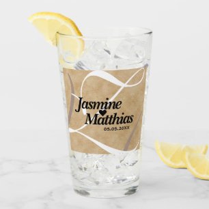 Rustikale, Vintage Mongram Burlap Wedding Glas