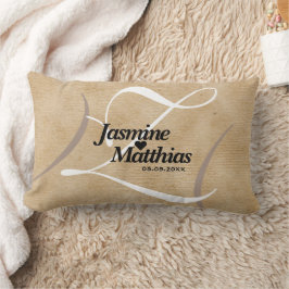 Rustikale, Vintage Mongram Burlap Wedding Lendenkissen