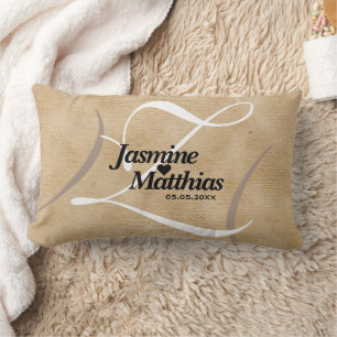 Rustikale, Vintage Mongram Burlap Wedding Lendenkissen