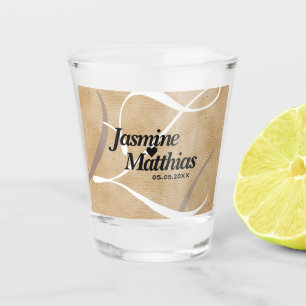 Rustikale, Vintage Mongram Burlap Wedding Schnapsglas