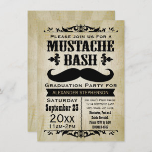 Rustikale Vintage Mustache Bash Graduation Party Einladung