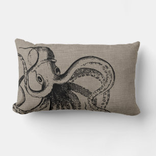 Rustikale Vintage-Oktopus-Illustration Lendenkissen