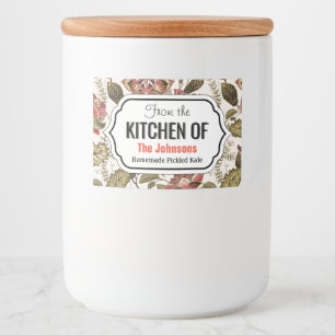 Rustikale Vintage Paisley-Blume auf cremigem Hinte Lebensmitteletikett