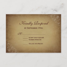 Rustikale Vintage-Papier-Hochzeits-RSVP-Karten