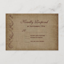 Rustikale Vintage-Papier-Hochzeits-RSVP-Karten