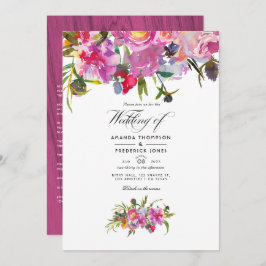 Rustikale Vintage Pink Peonies Wasserfarbenhochzei Einladung