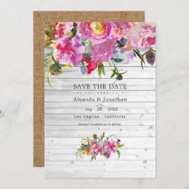 Rustikale Vintage Pink Peonies Wasserfarbenhochzei Save The Date