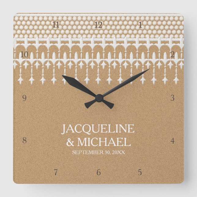 Rustikale Vintage Quadratische Wanduhr (Vorderseite)