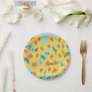 Rustikale Vintage Rosa Sonnenblumen Moderne Pastel Pappteller