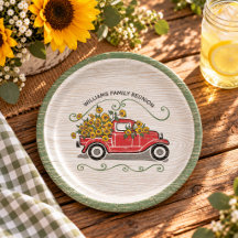 Rustikale Vintage-Rotlastwagen-Sonnenblumen-Famili