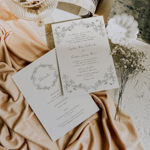Rustikale Vintage-Sage-Blumen-Hochzeit in einem Einladung