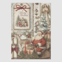 Rustikale Vintage-Santa-Claus-Collage-Decoupage