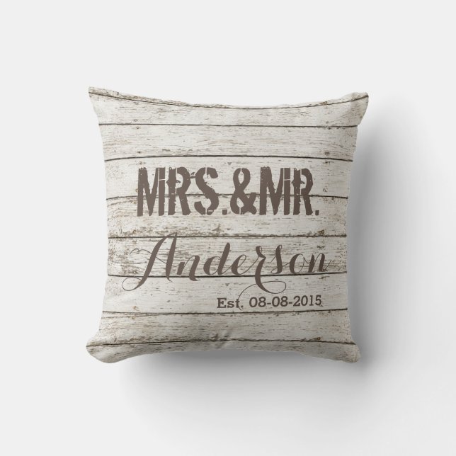 rustikale Vintage Scheunenholzhalle Hochzeit mr un Kissen (Vorderseite)