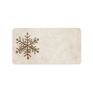 Rustikale Vintage Schneeflocke Adressaufkleber