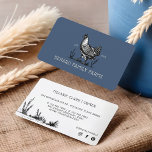 Rustikale Vintage Sketch Farm Hen Dusty Navy Blue Visitenkarte<br><div class="desc">Wir haben diese schöne Visitenkarte zum Thema Farm entworfen. Diese Visitenkarte ist ideal für kleine Bauernhöfe, Familienbetriebe, Ranches, Bauer Markt, Eierfarm, Lebensmittelmarke und vieles mehr. Unsere Visitenkarte im Landhausstil bietet Ihnen eine eigene, handgezeichnet Skizzenvorlage. Die Hühnerdarstellung ist in einem Vintagen Skizzastil gestaltet. Passen Sie die Vorderseite der Visitenkarte mit einem...</div>