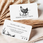Rustikale Vintage Sketch Farm Hen Dusty White Visitenkarte<br><div class="desc">Wir haben diese schöne Visitenkarte zum Thema Farm entworfen. Diese Visitenkarte ist ideal für kleine Bauernhöfe, Familienbetriebe, Ranches, Bauer Markt, Eierfarm, Lebensmittelmarke und vieles mehr. Unsere Visitenkarte im Landhausstil bietet Ihnen eine eigene, handgezeichnet Skizzenvorlage. Die Hühnerdarstellung ist in einem Vintagen Skizzastil gestaltet. Passen Sie die Vorderseite der Visitenkarte mit einem...</div>