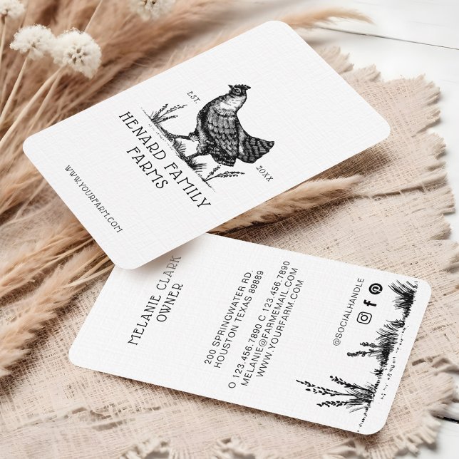Rustikale Vintage Sketch Farm hen White Vertikal Visitenkarte (Rustic Vintage Sketch Farm Hen White Vertical Business Card)