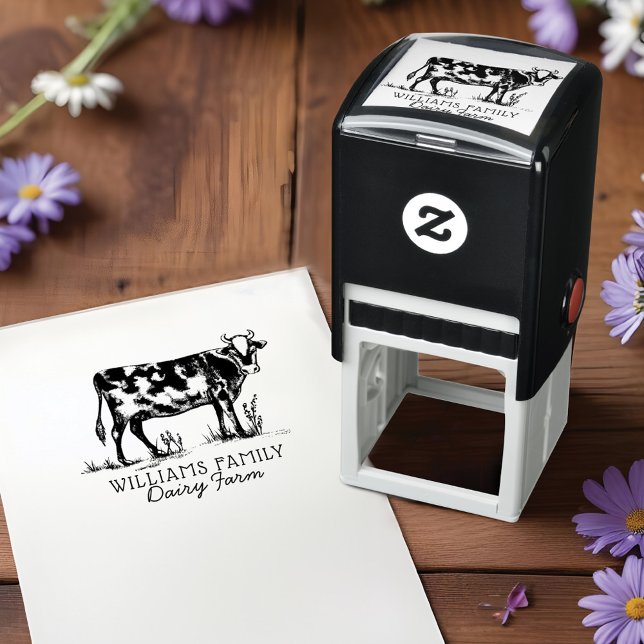 Rustikale Vintage Sketch Farm Milchkühe Permastempel (Rustic Vintage Sketch Farm Dairy Cow Self-inking Stamp)