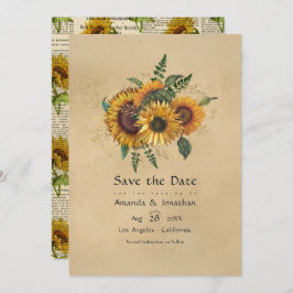 Rustikale Vintage Sonnenblumen Hochzeit Save The Date