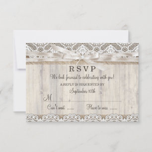 Rustikale Vintage Spitzen- und Holzhochzeit RSVP
