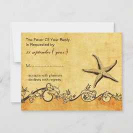 rustikale, Vintage Strandhochzeit mit Seestern uAw RSVP Karte